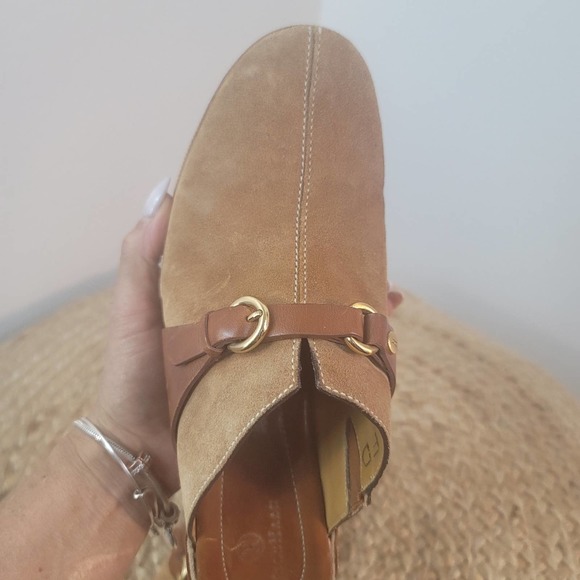 COLE HAAN SLIP-ON SUEDE WEDGE HEELS CLOGS BUCKLE SANDAL WOMEN'S SIZE 9 - Picture 11 of 13